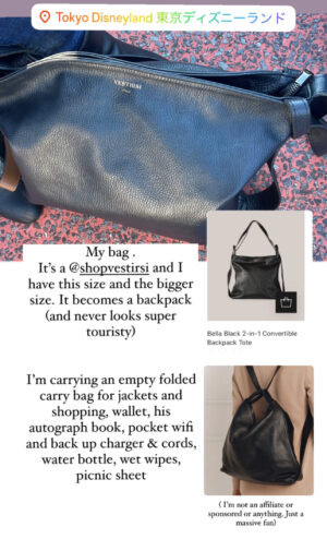 Vestiri bag perfect for navigating Japan, offering versatility as a shoulder bag or backpack