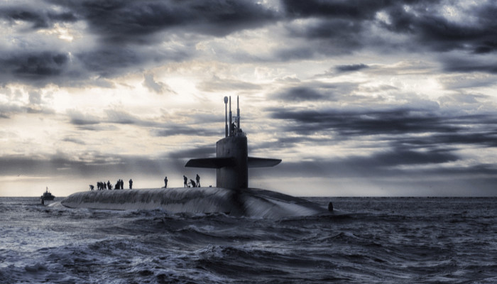 Imperator Aleksandr III Submarine in the sea