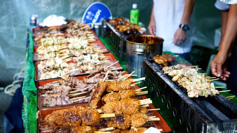 Yakitori, meat skewers in Tokyo, Japan
