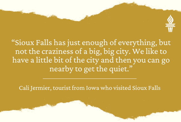 Iowa tourists enjoying Falls Park in Sioux Falls