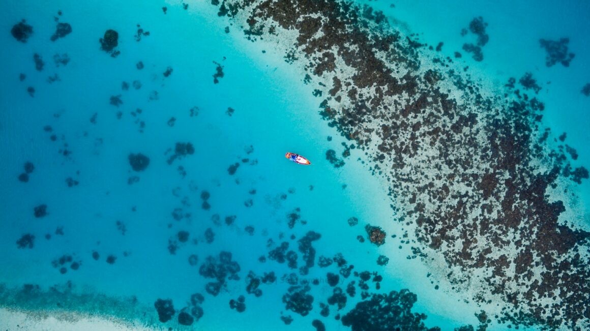 Clear blue water in the Maldives