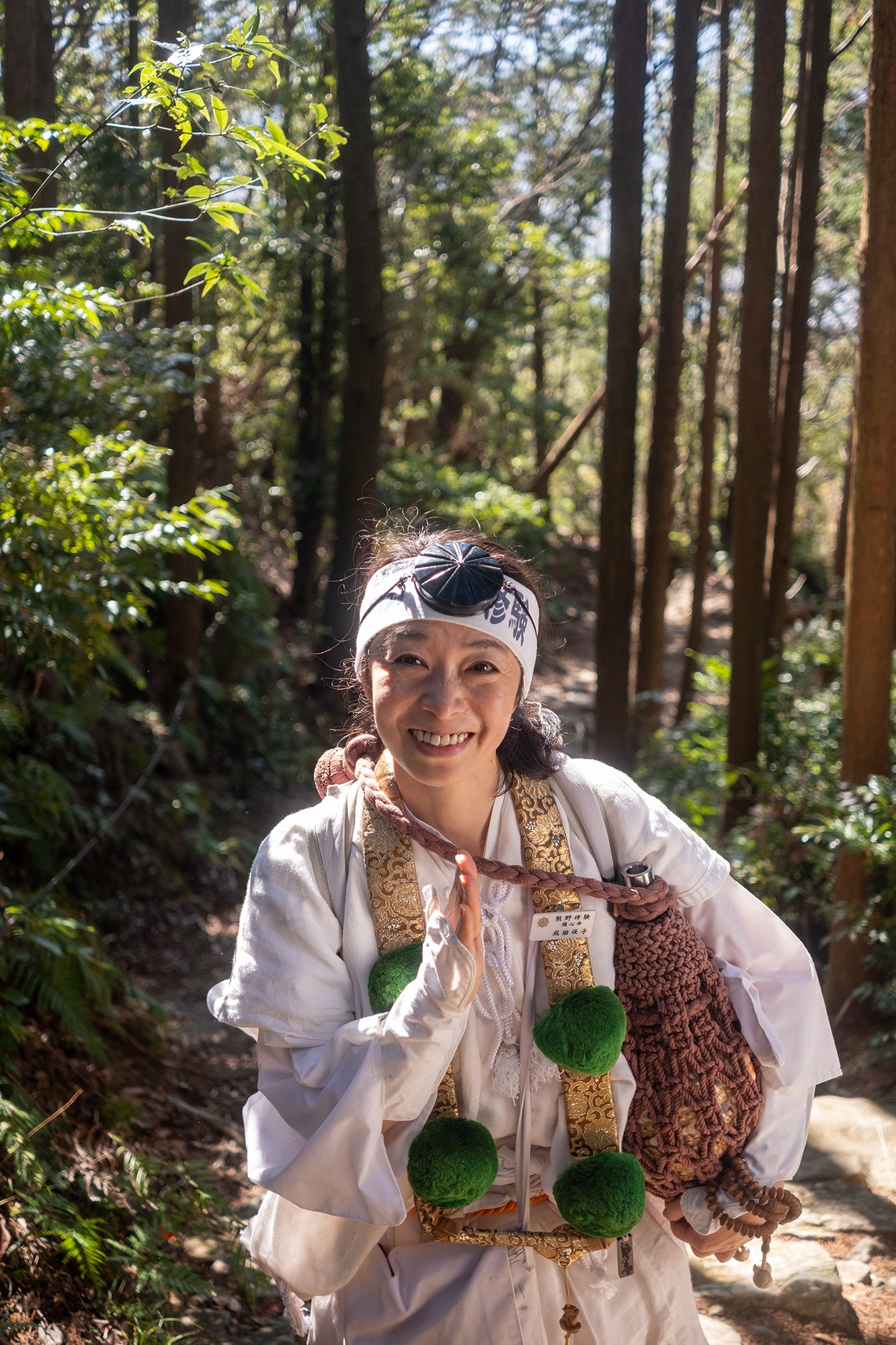 Woman mountain monk in Iseji Route along Kumano Kodo in Japan