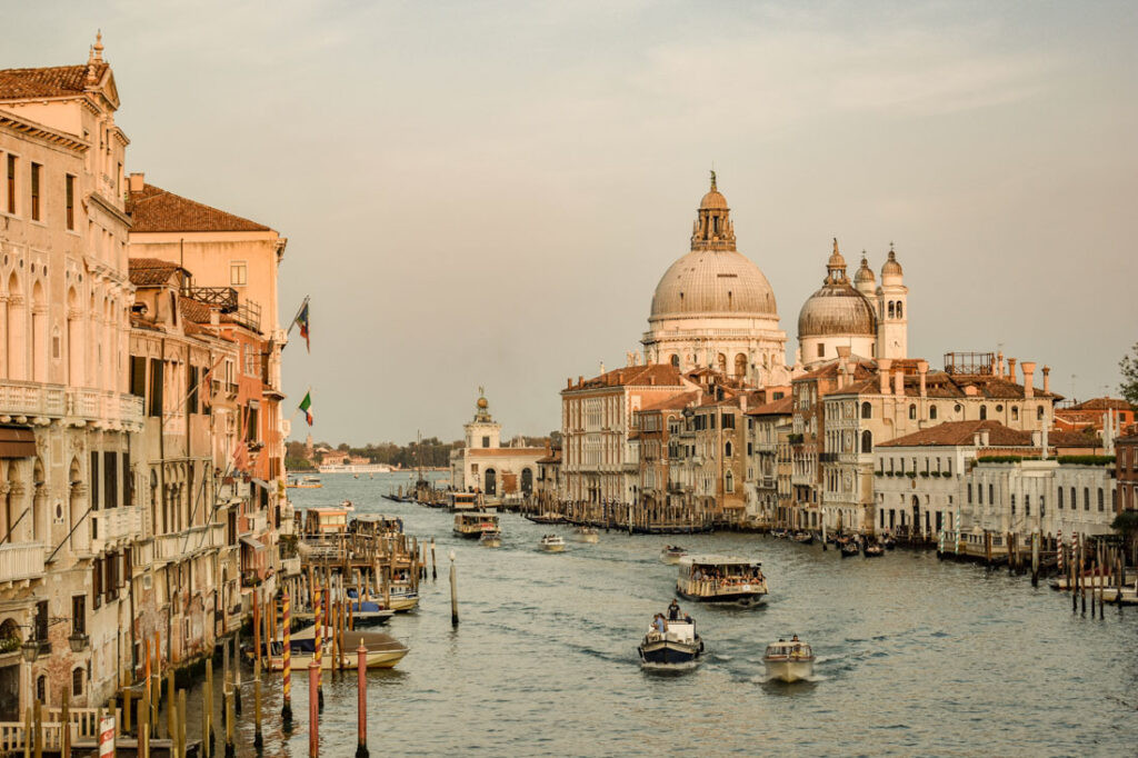 Grand Canal in Venice from Acadamia Bridge during sunset