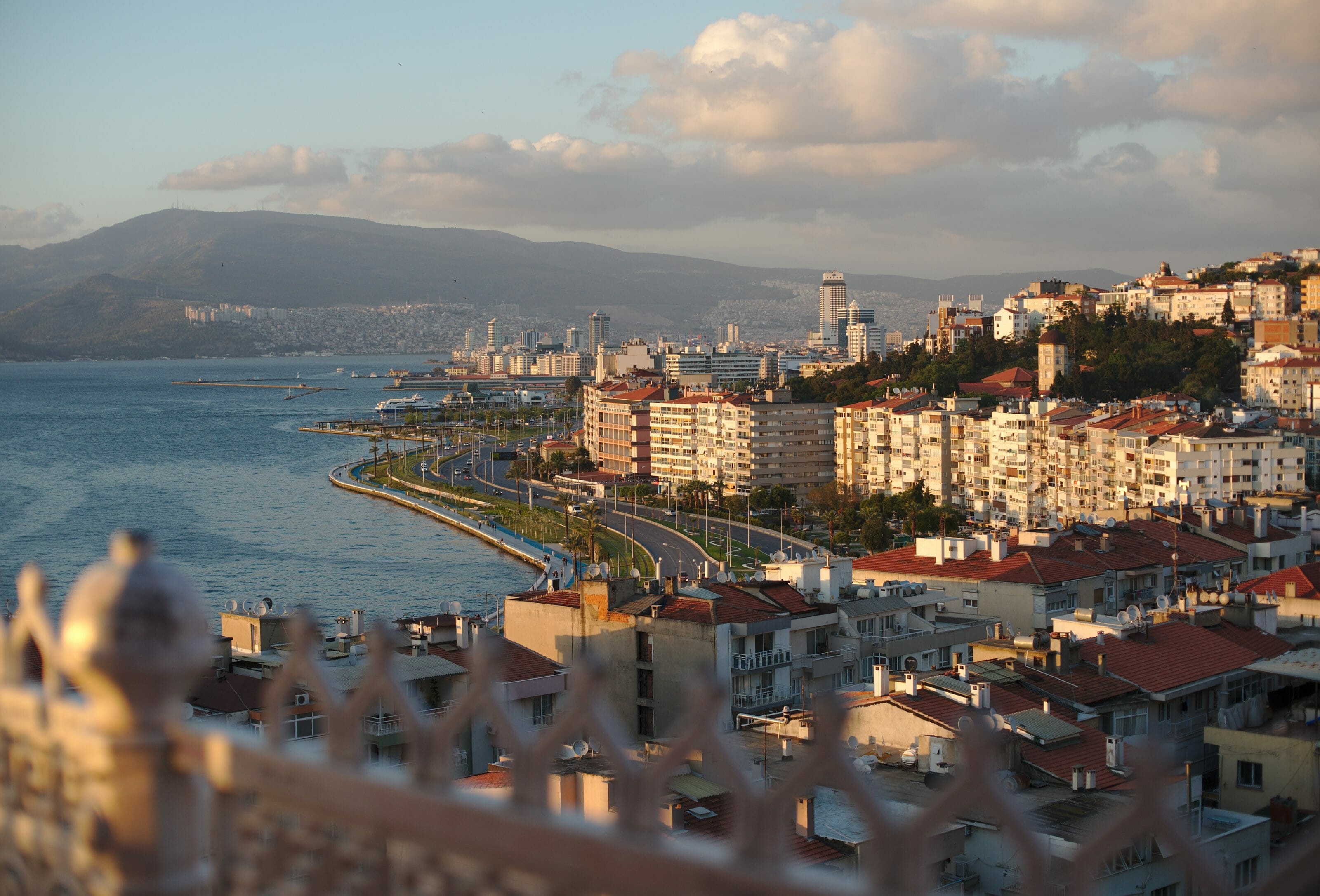 Scenic view of Izmir from the Asansör, capturing the city's skyline and Aegean coastline