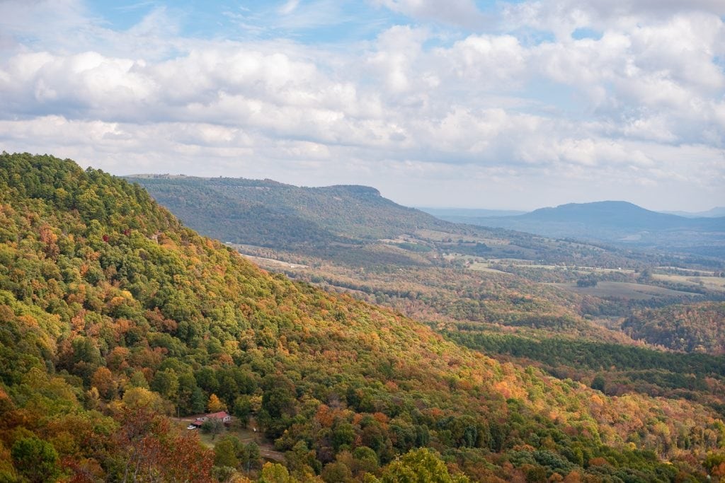 View of the Arkansas Grand Canyon from the deck of the Cliff House Inn near the Ozark Mountain town of Jasper, Arkansas. 