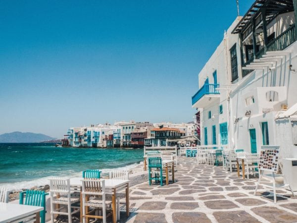 Outdoor seating in Greece
