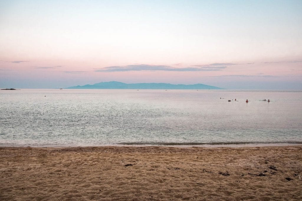 Beachfront view at Ostria Restaurant in Kavala