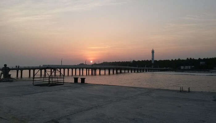 Kavaratti Island displays its serene beach at sunset, highlighting the calm and picturesque environment that makes it a top Lakshadweep destination.