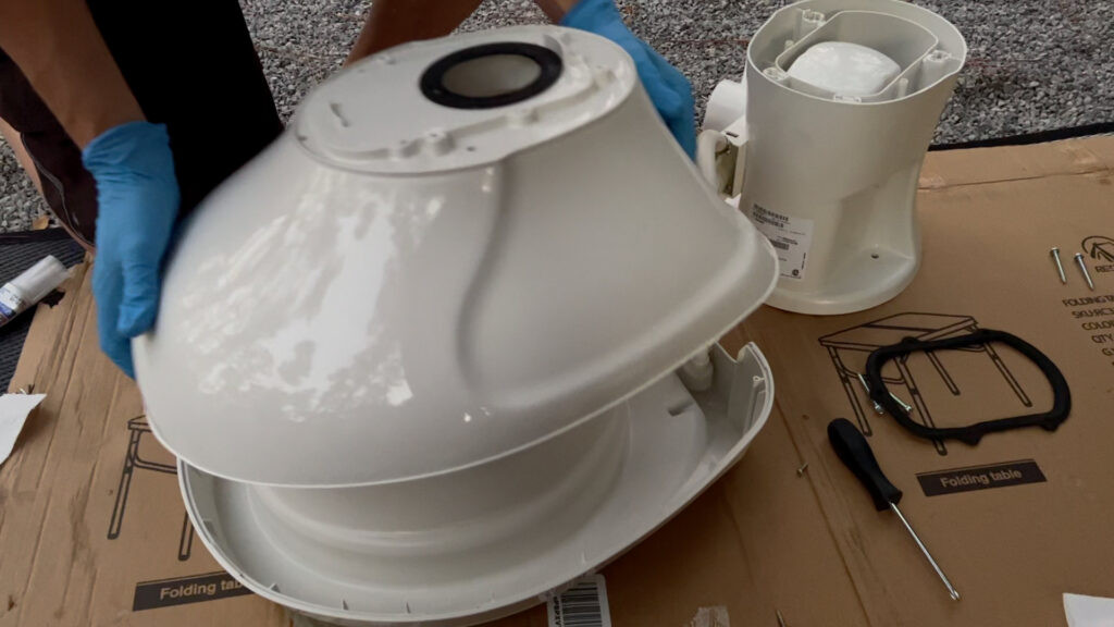 Sewage can Settle Between the Inner &amp; Outer Plastic Bowls