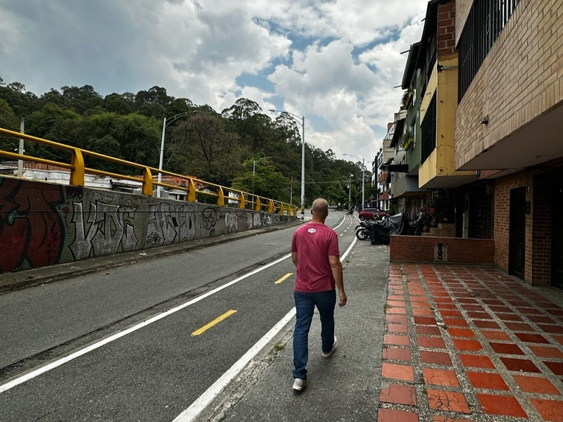 Ken walking in Medellin