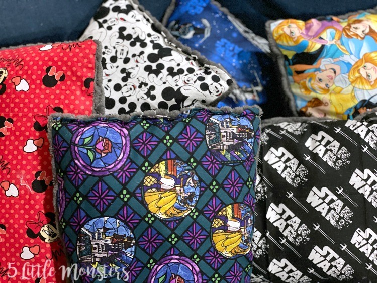 Kids' travel pillows featuring Disney and Star Wars themes