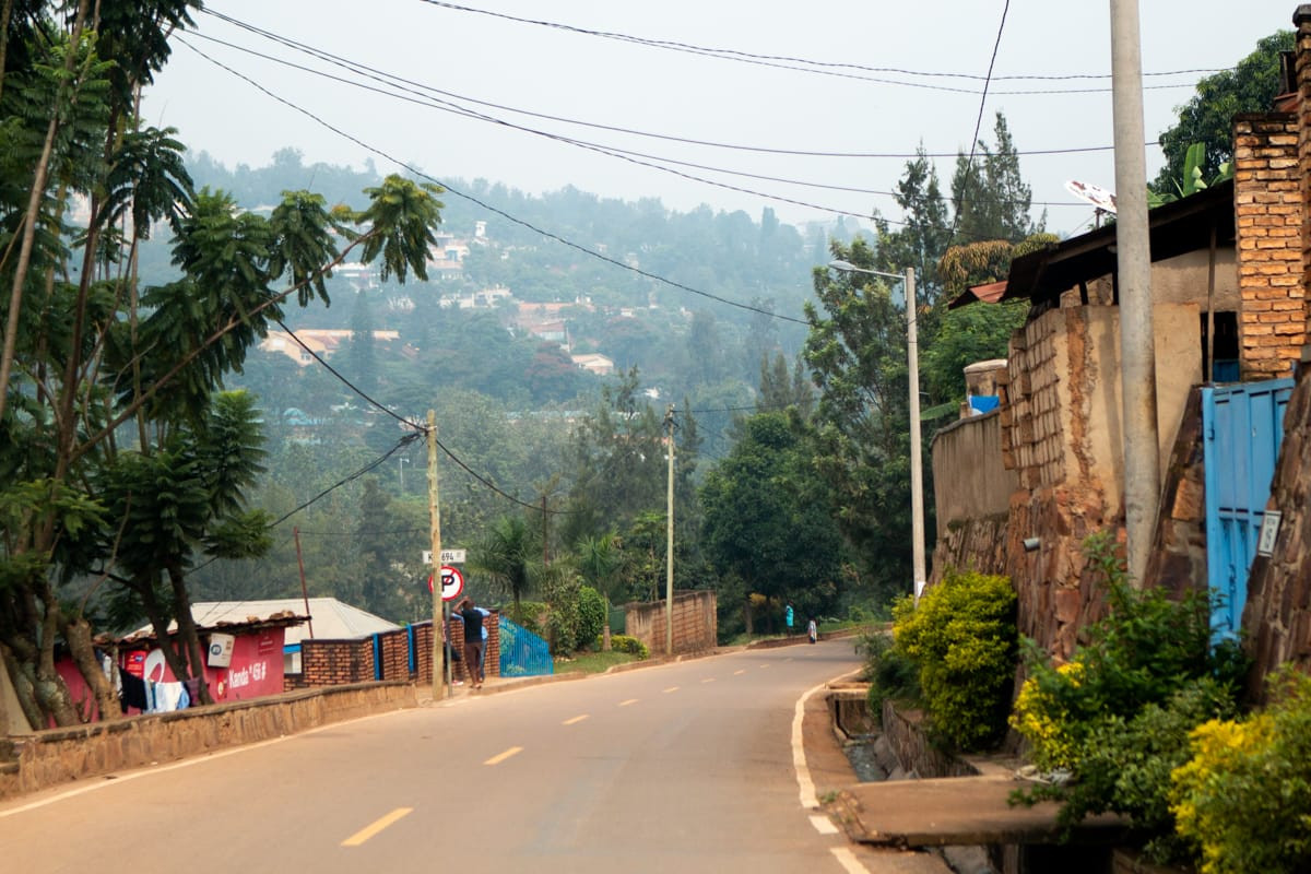 Clean rural street in Kigali