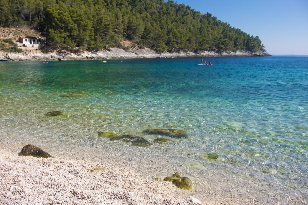 Korcula's calm beach off the island