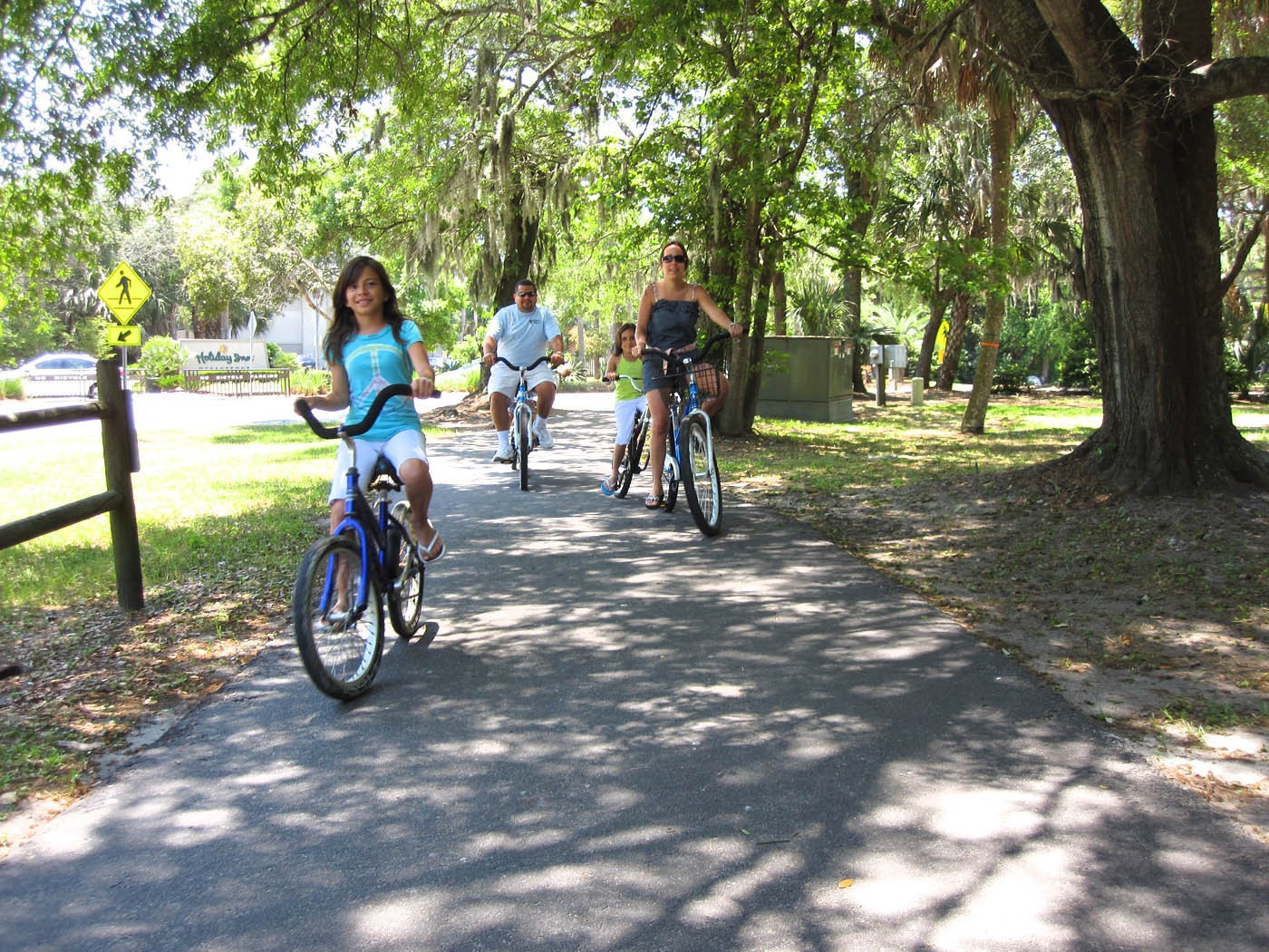 Family on a bicycle path on Hilton Head Island.