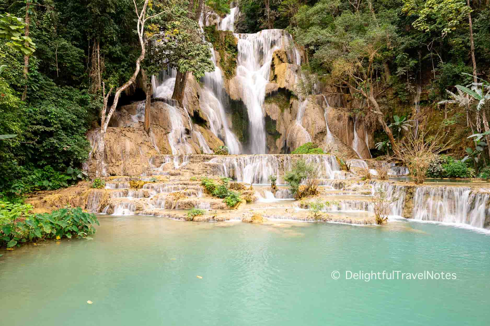 Kuang Si Falls main waterfall in Luang Prabang Laos