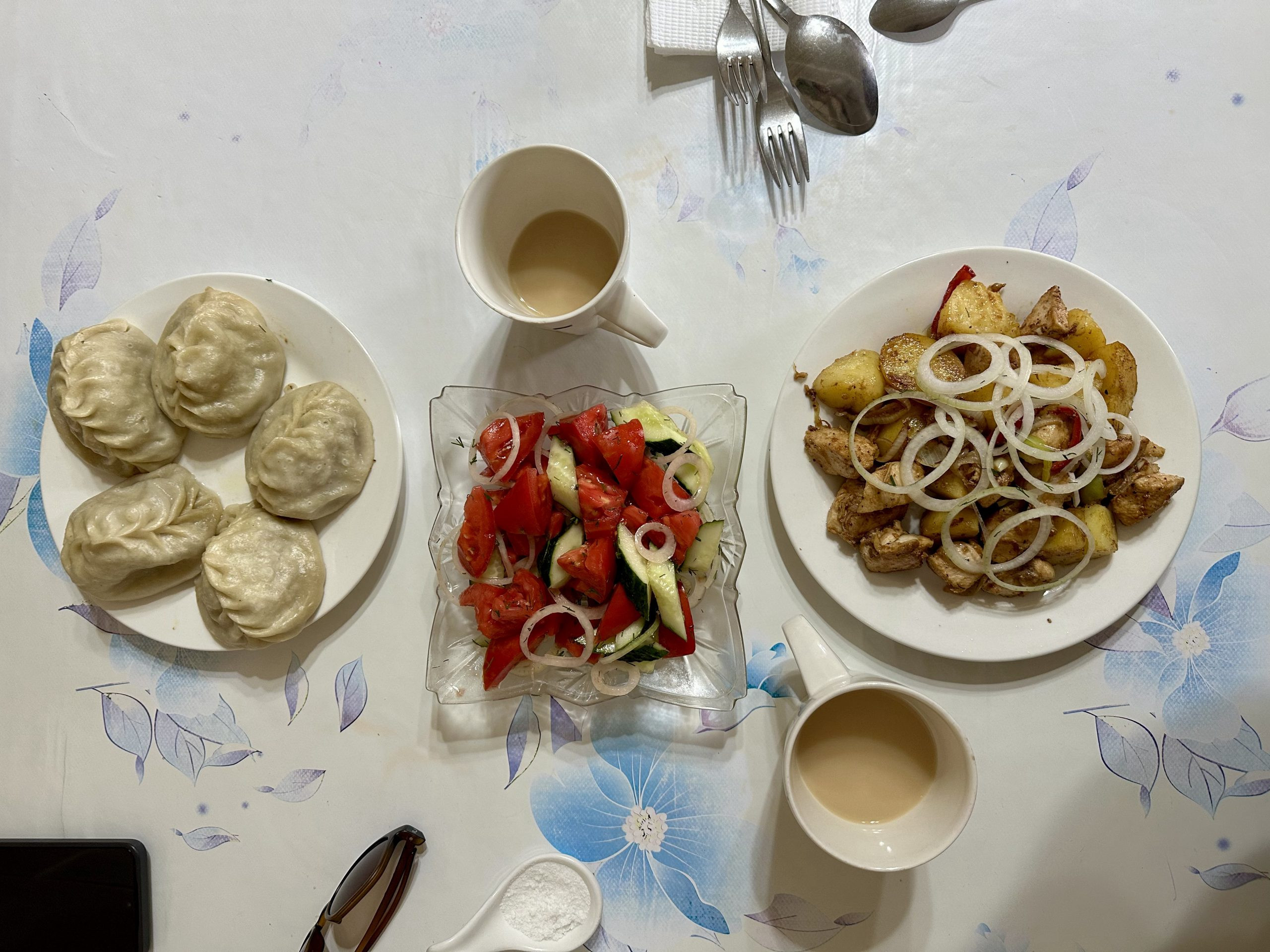 Eating traditional Kyrgyz food