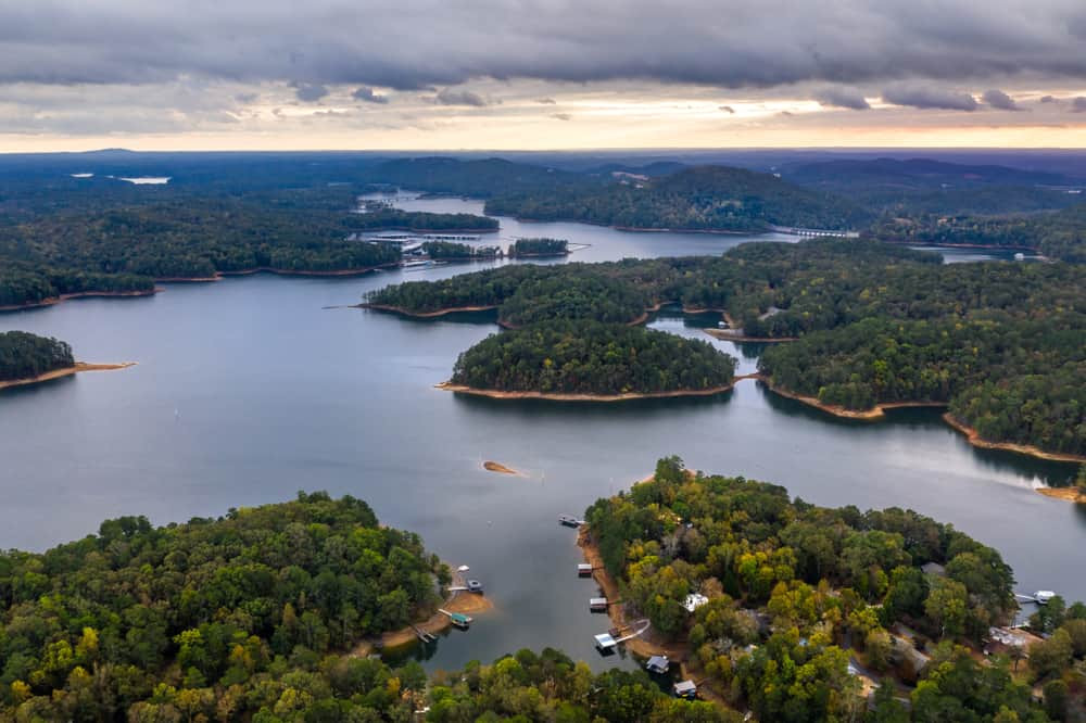 Tranquil waters of Lake Allatoona reflecting the sky