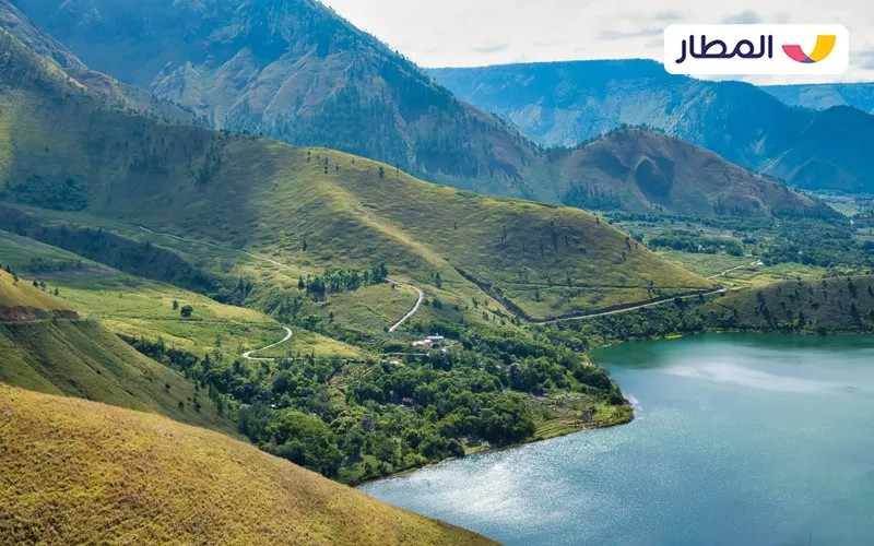 Scenic view of Lake Toba and Samosir Island