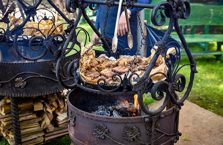 Meat on the grill in Latvia.