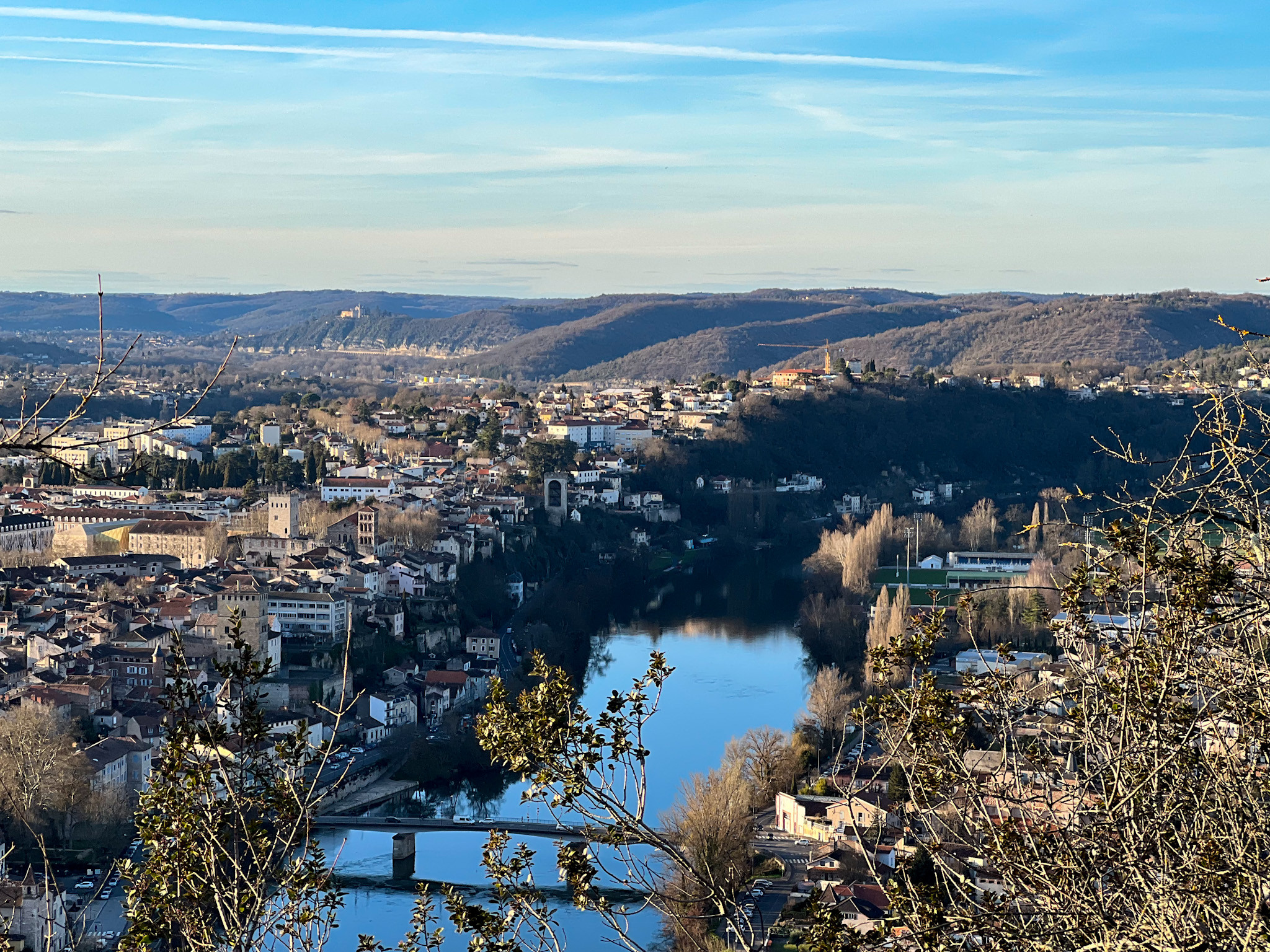 Lot River with Mont Saint-Cyr in the background, showcasing the scenic views of the region