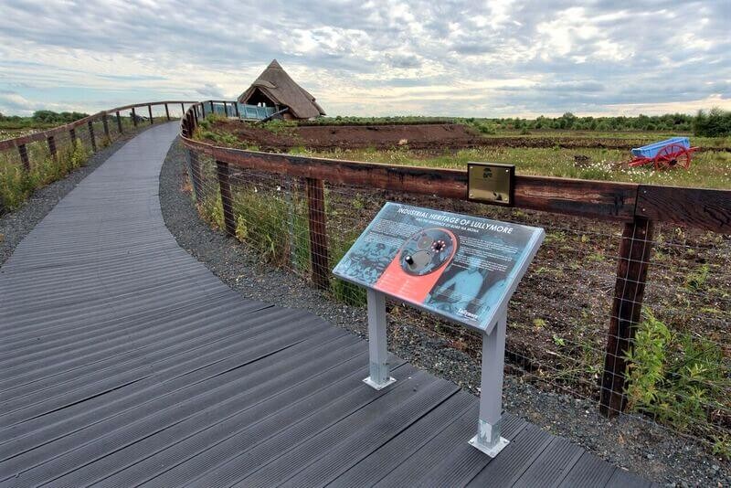 Boardwalk through the peatlands Kildare Ireland.