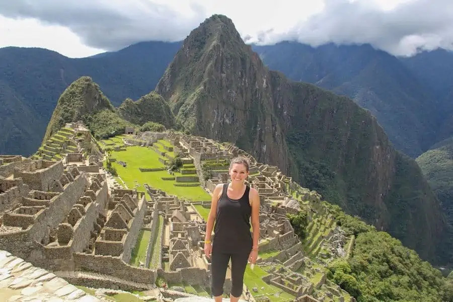 Standing in front of Machu Picchu in Peru