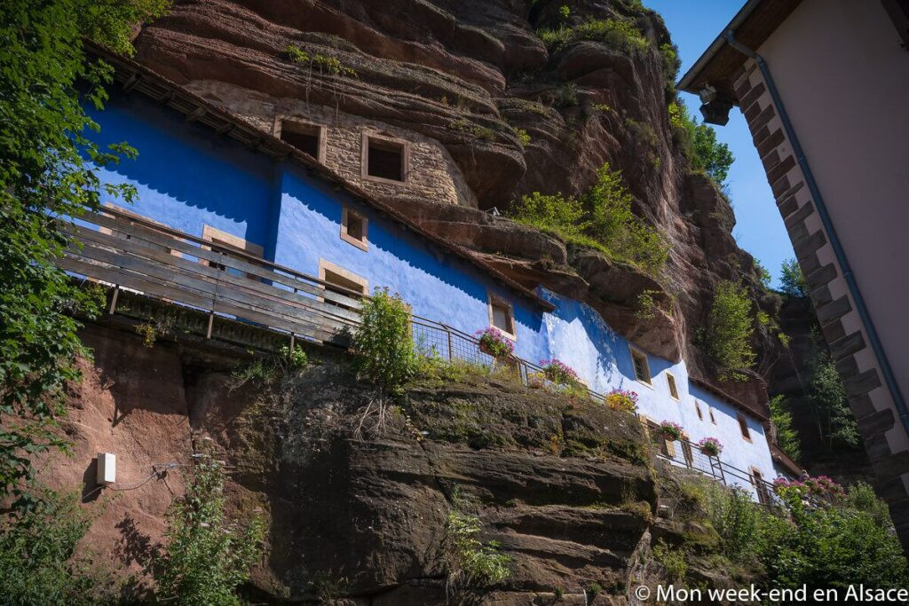 Houses built into the rocks in Graufthal, France