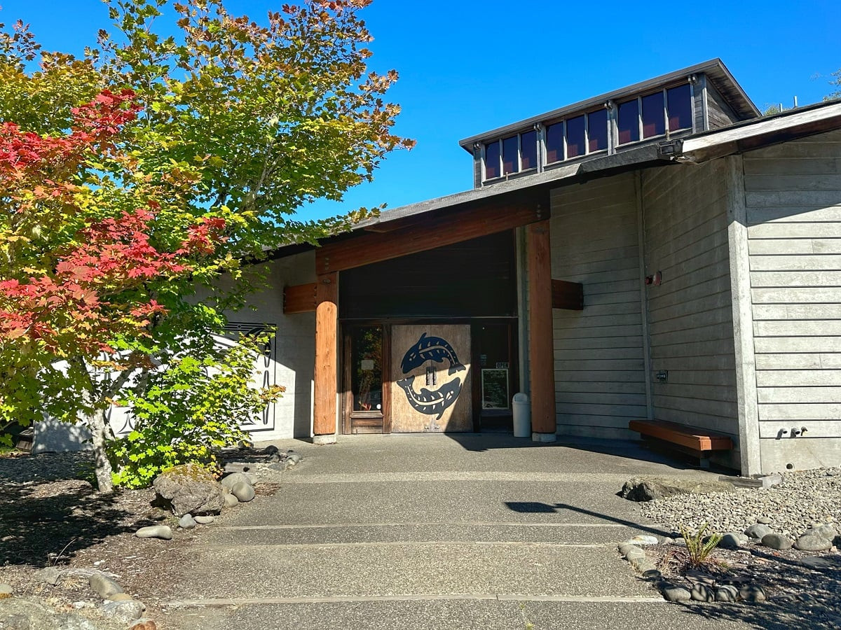 Exterior view of the Makah Museum in Neah Bay, reflecting the region's cultural heritage