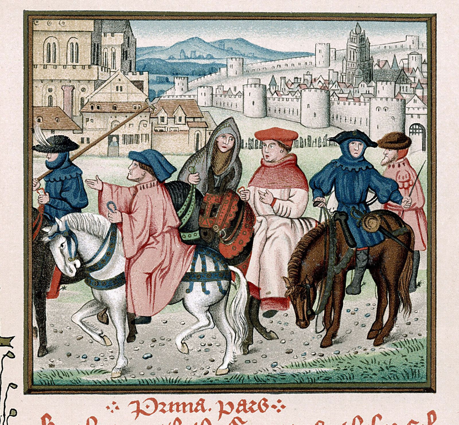 Christian Pilgrims Traveling to Canterbury