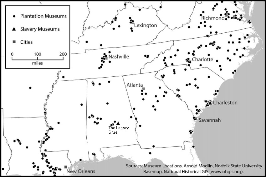 Map of Southern plantations
