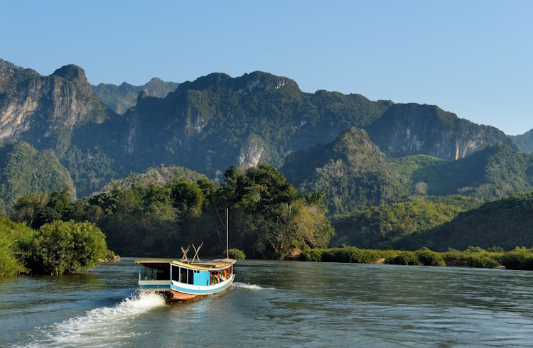 Mekong River flowing through Luang Prabang, Laos