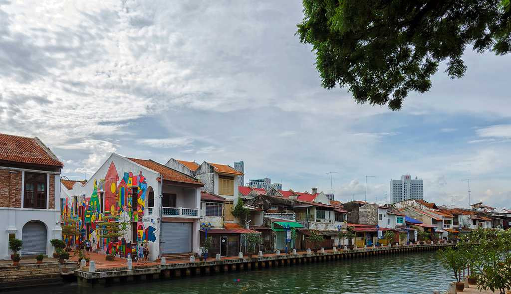 Melaka River with historical buildings