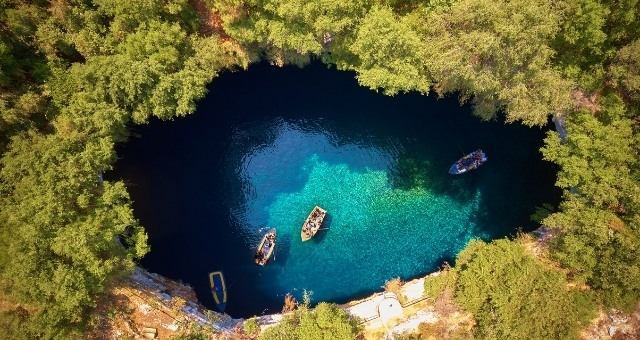 The cave of Melissani in Kefalonia