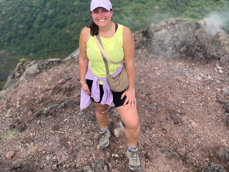 Flager wearing her Merrells, the most comfortable travel footwear
