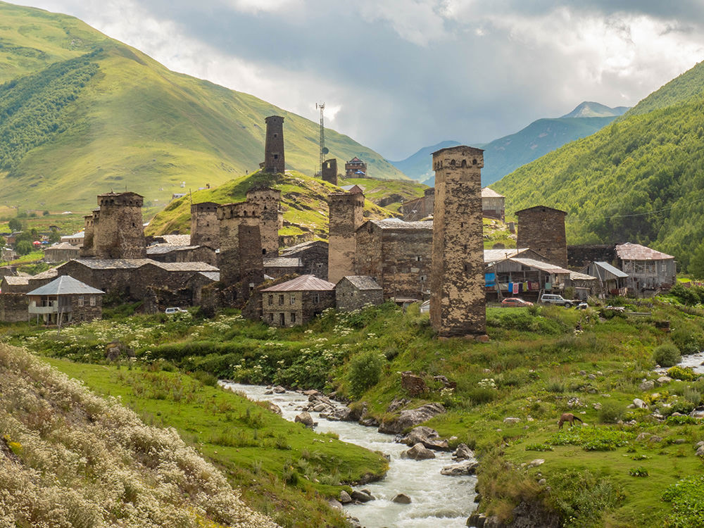 The Republic of Georgia landscape showing the mountains