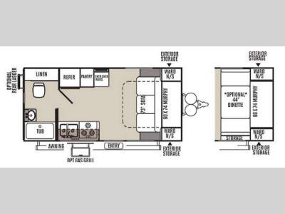 Floorplan for a 2015 Forest River RV Rockwood Mini Lite 1901 travel trailer