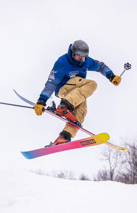 An overhead view shows skiers at Montage Mountain Ski Resort
