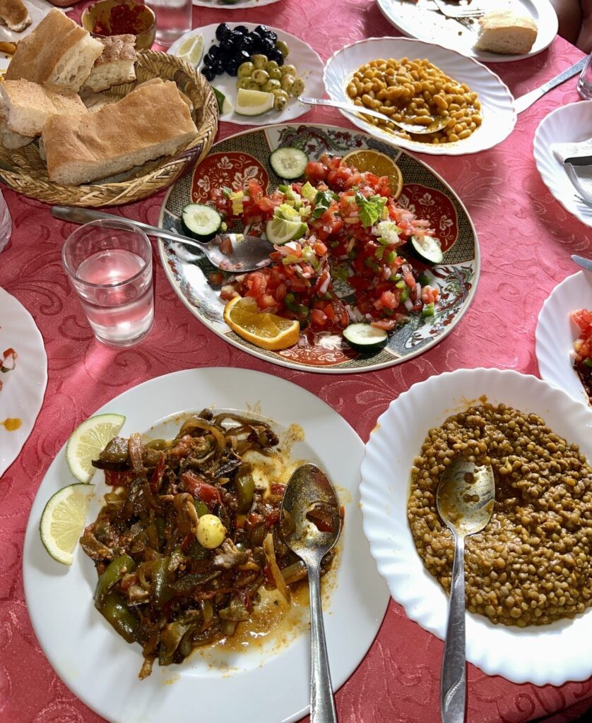 Assortment of Moroccan appetizers served warm and cold