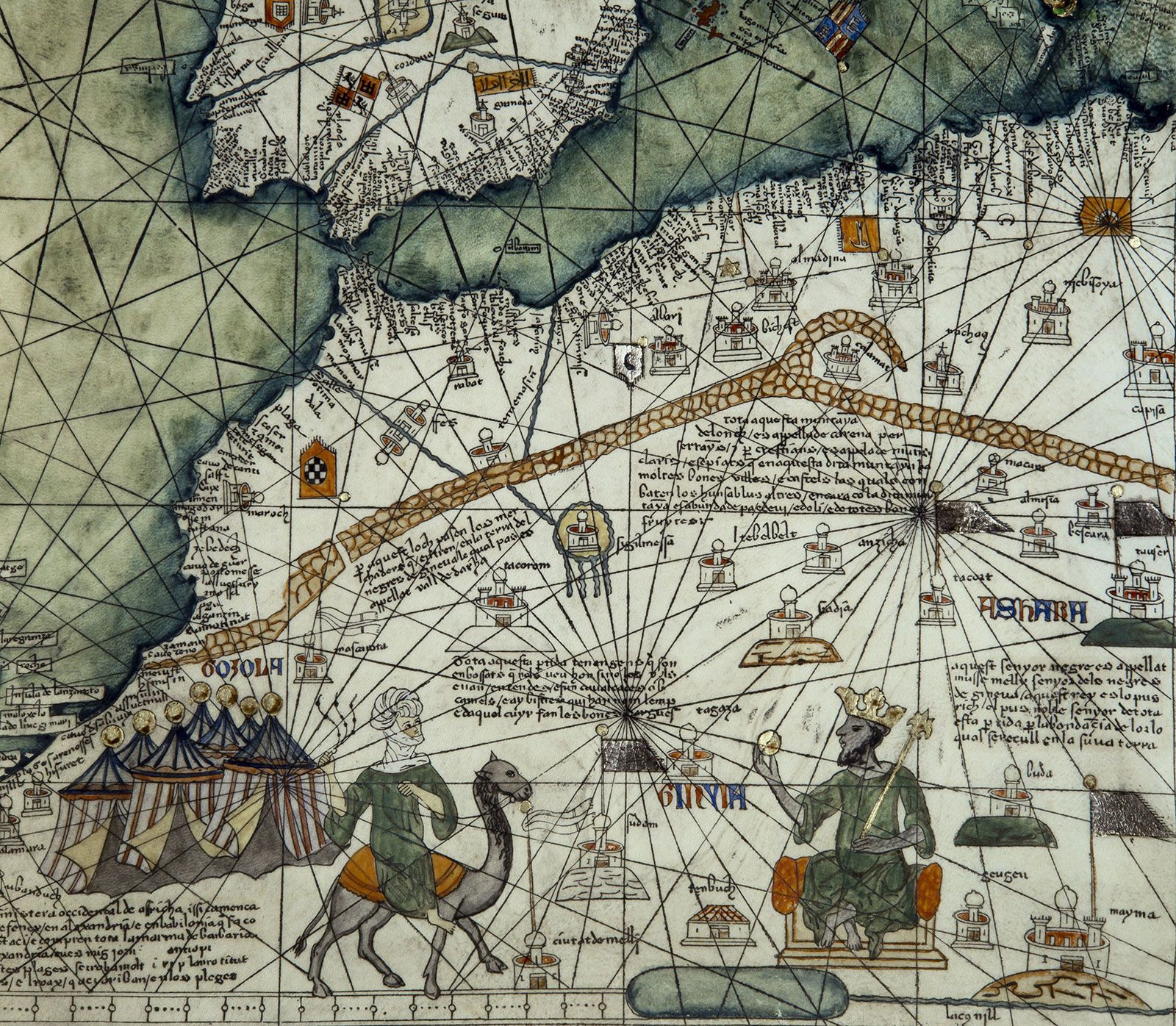 Mansa Musa on his throne, Catalan Atlas, 1375