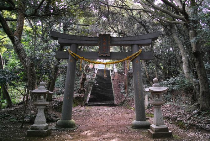 Tsushima countryside with lush greenery and winding roads
