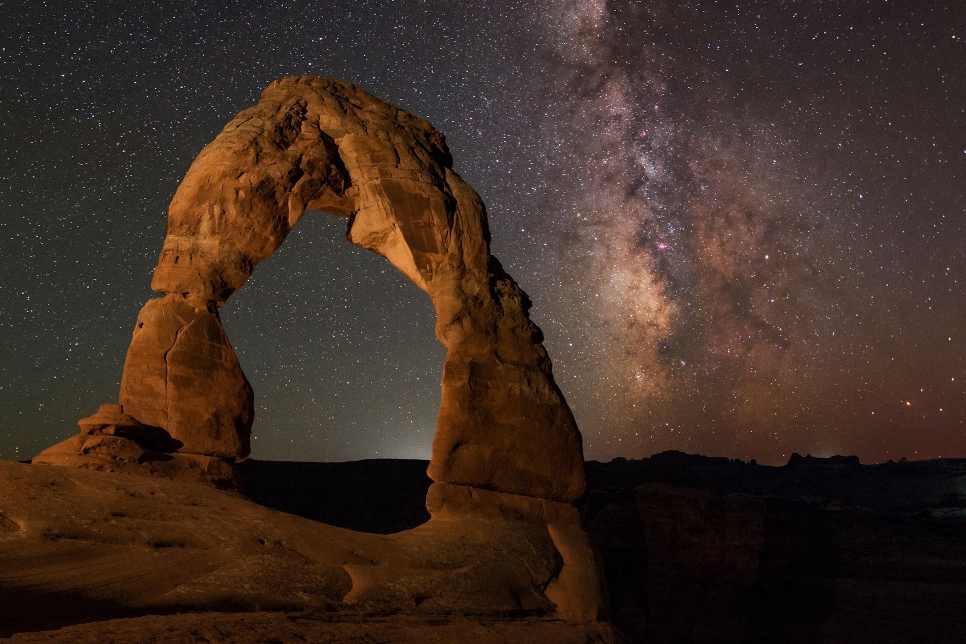 The galactic core of the Milky Way in constellation Saggitarius above the Delicate Arch.