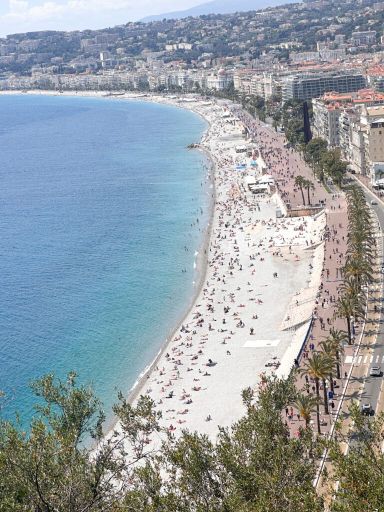 Beach view from top of Castle Hill in Nice, France