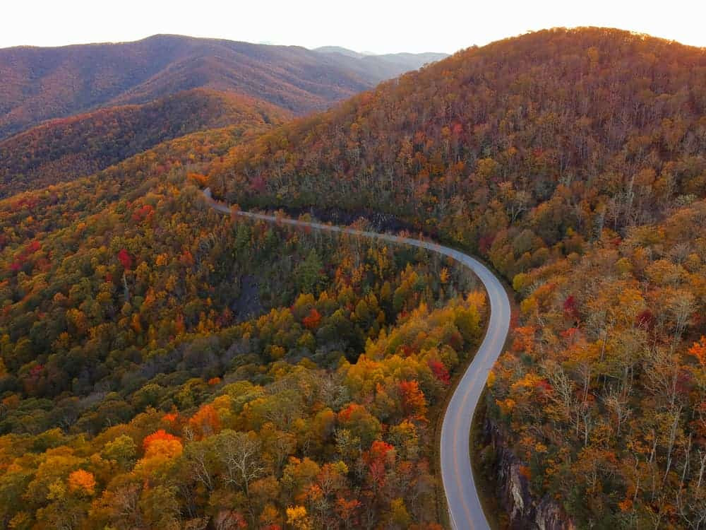 North Carolina mountains with vibrant fall colors