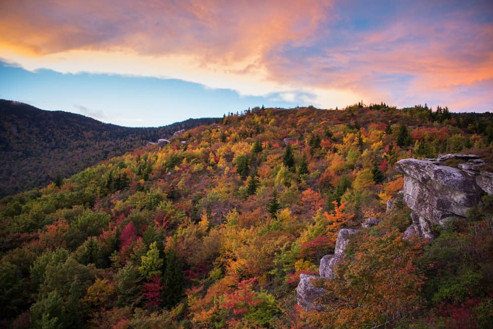 Rolling forested hills in the Northeast Georgia Mountains