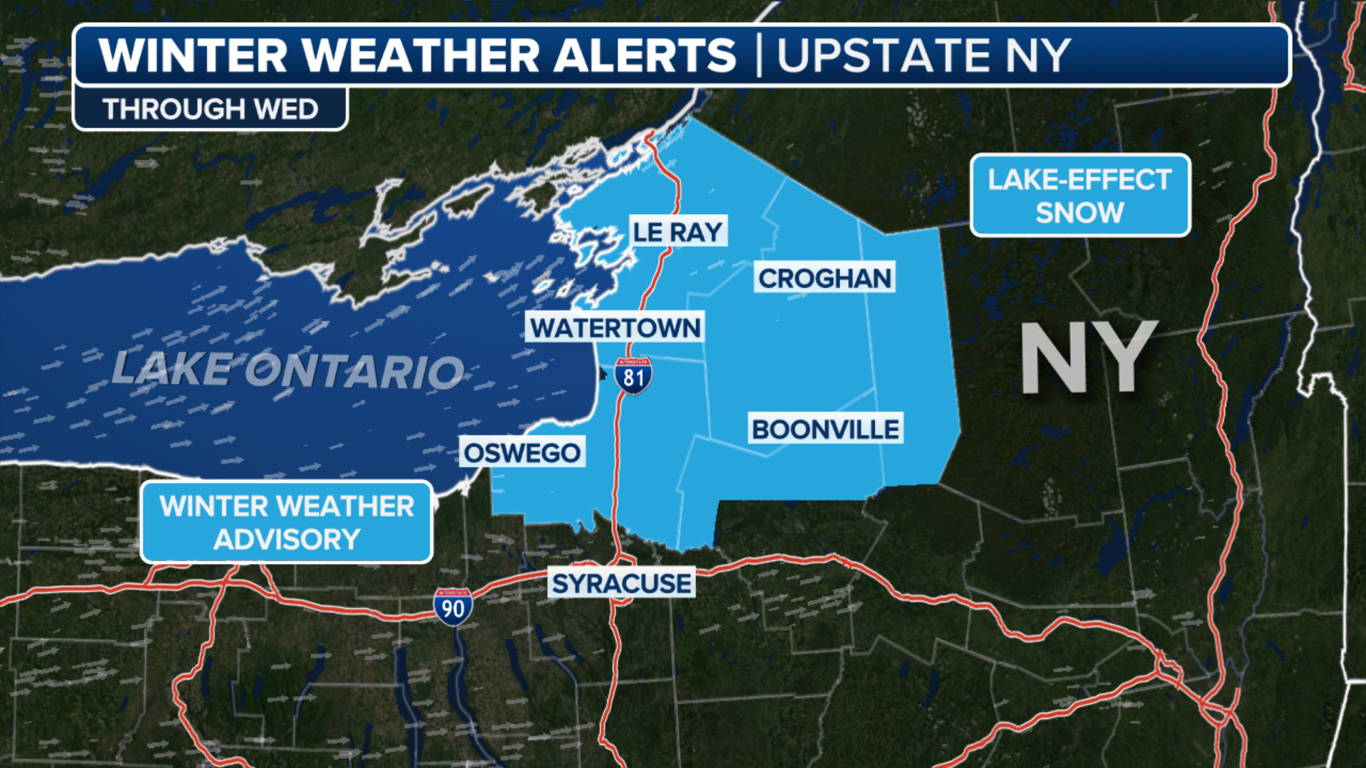 Winter Storm Warnings for portions of the Northeast and New England