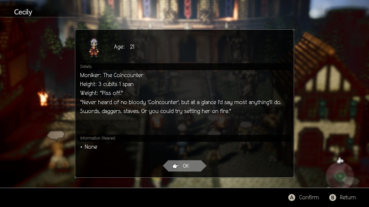 Interacting with NPCs in Octopath Traveler
