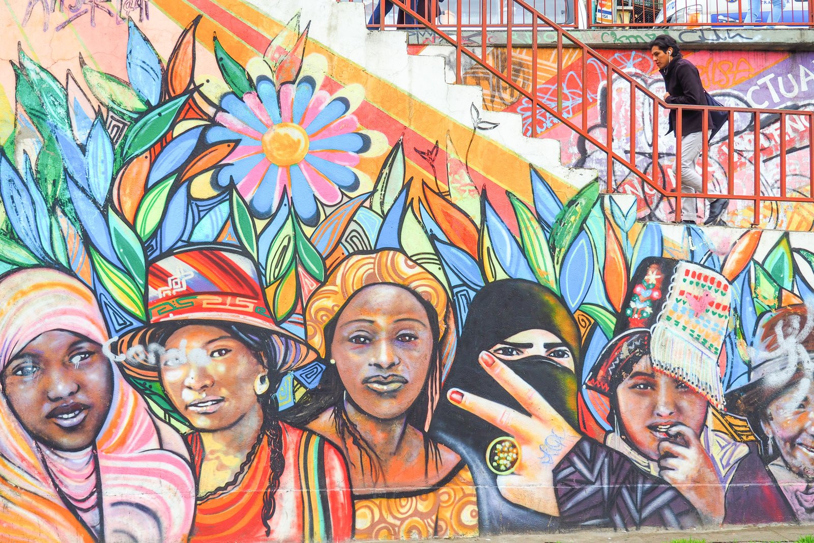 Colorful Bolivian street mural