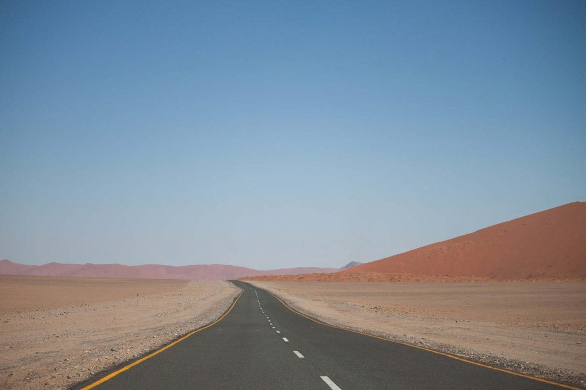 A paved road in Namibia