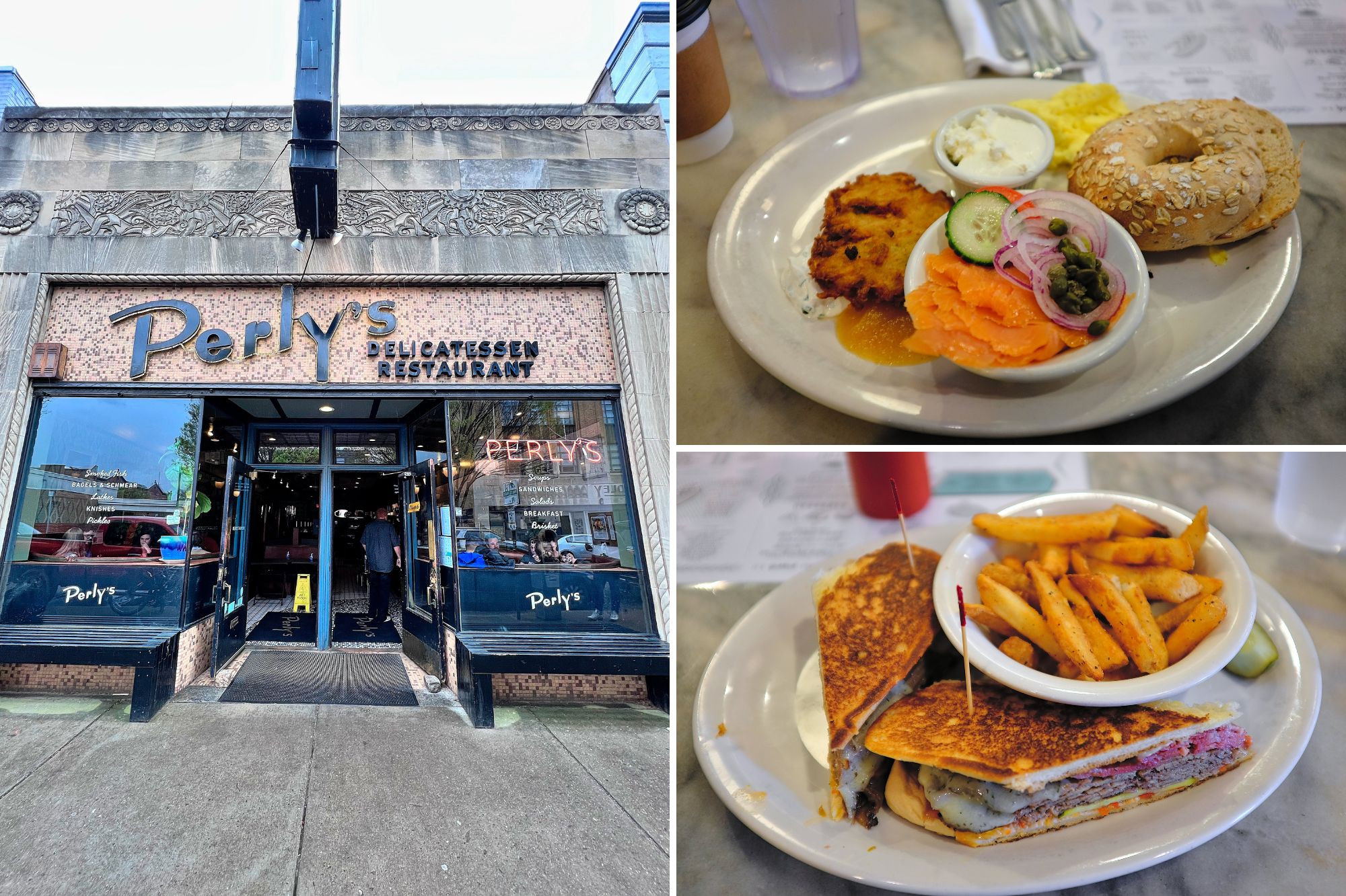 Collage of the entrance to Perly