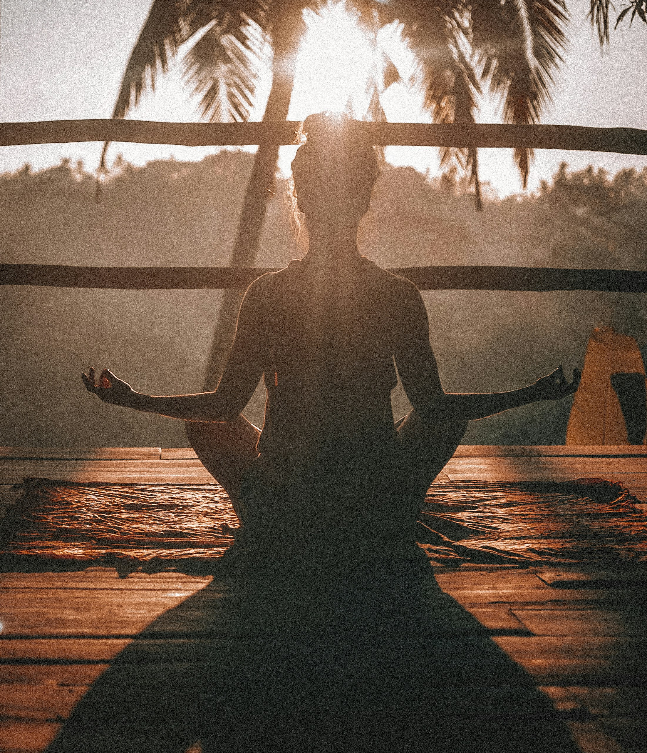 Woman meditating in a peaceful environment